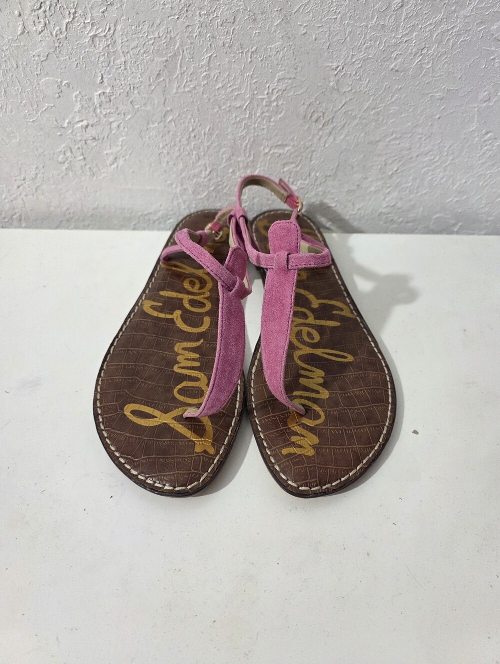 Sam Edelman Gigi Thong Sandals Pink Leather T-Strap Women’s Size 11
